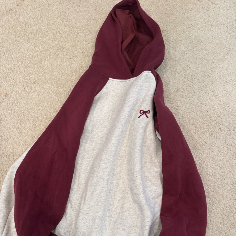 Edikted Burgundy and Gray Hoodie